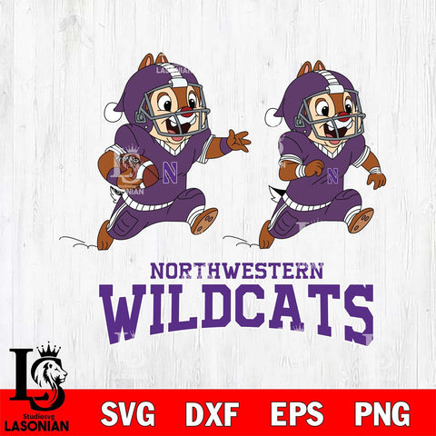 Northwestern Wildcats Chip & Dale Football Cricut,Christmas SVG DXF EPS PNG FILE, NCAA Digital Download,Instant Download, Silhouette