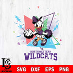 Northwestern Wildcats Cute Daisy Duck Cheerleader SVG DXF EPS PNG FILE, NCAA File Cut,Digital Download,Instant Download