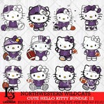 Northwestern Wildcats Cute Hello Kitty Bundle 12 SVG Eps Dxf Png File, NCAA Bundle svg, Digital Download, Instant Download