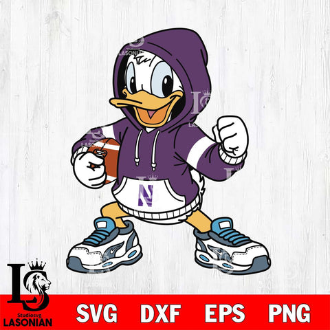 Northwestern Wildcats Donald Duck Disney Christmas File Cut, NCAA SVG DXF EPS PNG FILE, Digital Download , Criucut , Silhouette