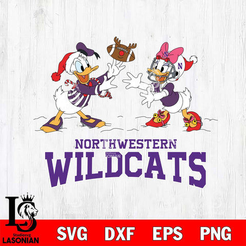 Northwestern Wildcats Donald Duck & Daisy Duck Football Cricut,Christmas SVG DXF EPS PNG FILE, NCAA Digital Download,Instant Download, Silhouette