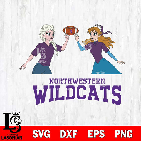 Northwestern Wildcats Elsa & Anna Football Cricut,Christmas SVG DXF EPS PNG FILE, NCAA Digital Download,Instant Download, Silhouette
