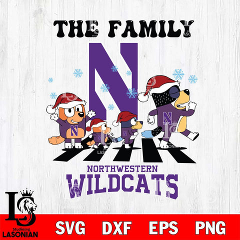 Northwestern Wildcats Family Bluey Christmas Svg Eps Dxf Png File, Digital Download