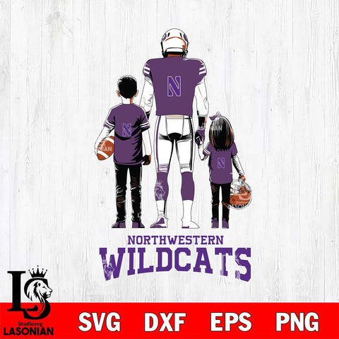 Northwestern Wildcats Father And Child Football SVG DXF EPS PNG FILE,NCAA SVG, Father day Digital Download,Instant Download, Silhouette