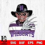 Northwestern Wildcats Freddy Krueger Horror Halloween Svg Eps Dxf Png File, NCAA svg, Digital Download, Instant Download