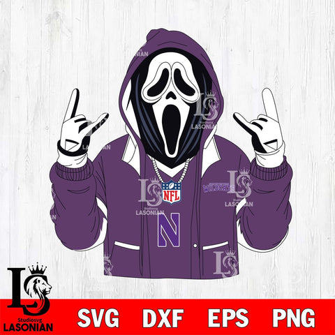 Northwestern Wildcats Ghostface Scream Football Halloween Svg Eps Dxf Png File, NCAA svg, Digital Download, Instant Download
