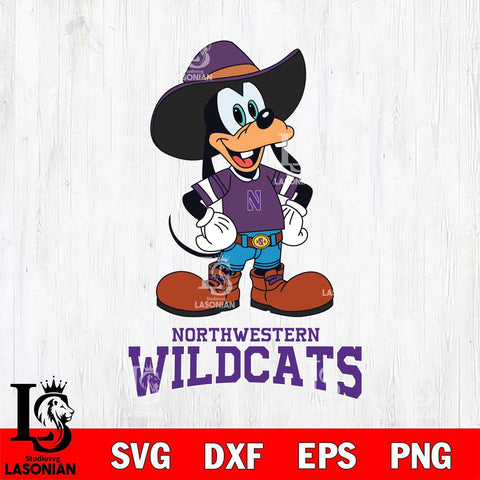 Northwestern Wildcats Goofy Cowboy Sport SVG DXF EPS PNG FILE,NCAA svg ,Football Digital Download,Instant Download, Silhouette