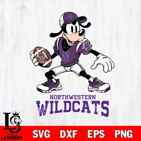 Northwestern Wildcats Goofy Disney, Svg Eps Dxf Png File, Digital Download