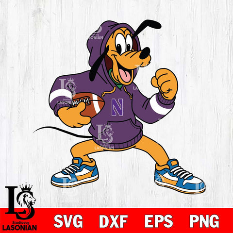 Northwestern Wildcats Goofy Disney Football Christmas File Cut, NCAA SVG DXF EPS PNG FILE, Digital Download , Criucut , Silhouette
