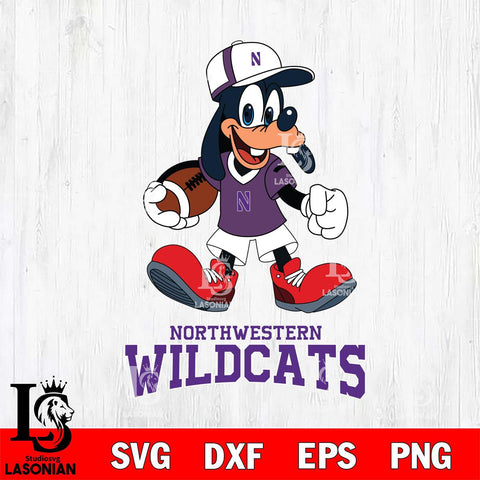 Northwestern Wildcats Goofy Football Player SVG DXF EPS PNG FILE,NCAA svg ,Football Digital Download,Instant Download, Silhouette