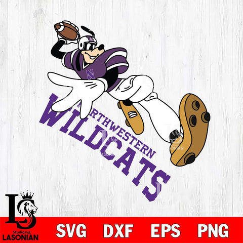 Northwestern Wildcats Goofy rugby player SVG DXF EPS PNG FILE,NCAA svg ,Football Digital Download,Instant Download, Silhouette
