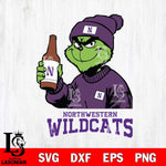 Northwestern Wildcats Grinch Drinking Beer Christmas Cut Files Cricut, Svg Dxf Eps Png file, Digital download , Silhouette