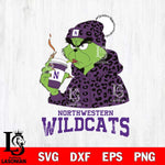 Northwestern Wildcats Grinch Leopard Christmas Cut Files Cricut, Svg Dxf Eps Png file, Digital download , Silhouette