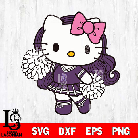 Northwestern Wildcats Hello Kitty Cheerleader 7 Svg Eps Dxf Png File, Digital Download, Instant Download