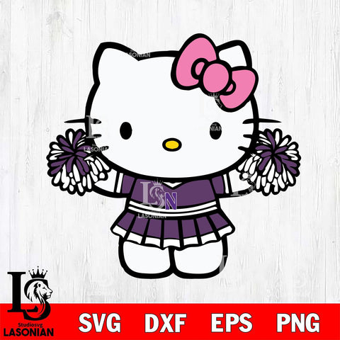 Northwestern Wildcats Hello Kitty Cheerleader 9 Svg Eps Dxf Png File, Digital Download, Instant Download