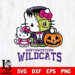 Northwestern Wildcats Hello Kitty Horror 10 Svg Eps Dxf Png File, Digital Download