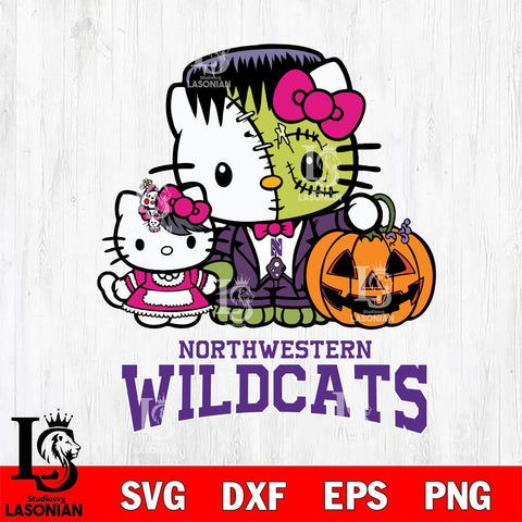 Northwestern Wildcats Hello Kitty Horror 10 Svg Eps Dxf Png File, Digital Download