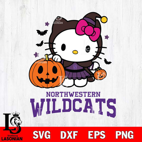 Northwestern Wildcats Hello Kitty Horror 1 Svg Eps Dxf Png File, Digital Download