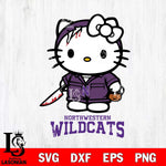 Northwestern Wildcats Hello Kitty Horror 5 Svg Eps Dxf Png File, Digital Download