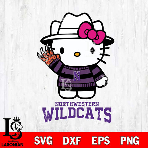 Northwestern Wildcats Hello Kitty Horror 6 Svg Eps Dxf Png File, Digital Download
