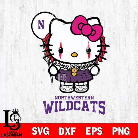 Northwestern Wildcats Hello Kitty Horror 7 Svg Eps Dxf Png File, Digital Download