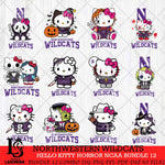 Northwestern Wildcats Hello Kitty Horror NCAA Bundle 12 SVG Svg Eps Dxf Png File, Digital Download
