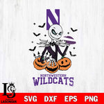 Northwestern Wildcats Jack Skellington 2 halloween Svg Eps Dxf Png File, NCAA svg, Digital Download, Instant Download