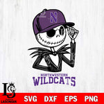 Northwestern Wildcats Jack Skellington 3 Halloween Svg Eps Dxf Png File, NCAA svg, Digital Download, Instant Download