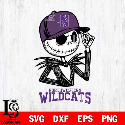Northwestern Wildcats Jack Skellington 3 Halloween Svg Eps Dxf Png File, NCAA svg, Digital Download, Instant Download