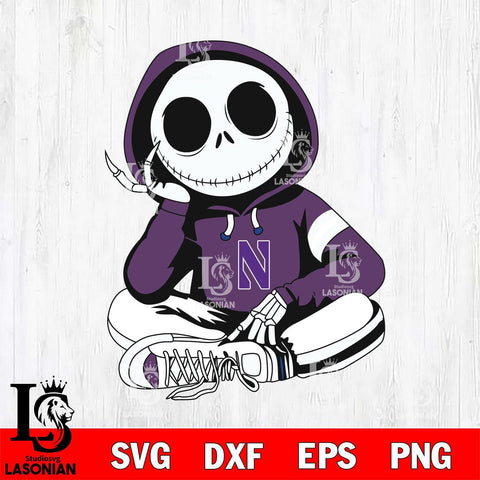 Northwestern Wildcats Jack Skellington halloween Svg Eps Dxf Png File, NCAA svg, Digital Download, Instant Download
