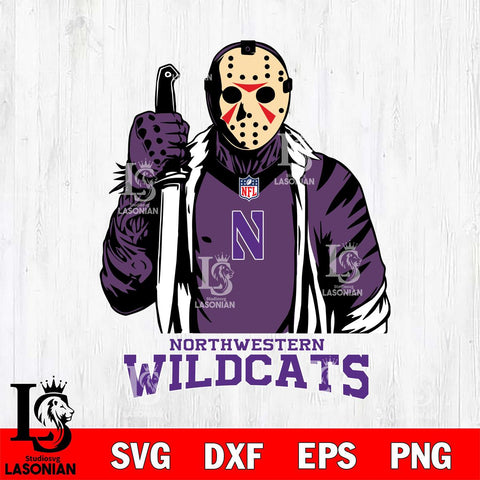 Northwestern Wildcats Jason Voorhees Horror 3 Svg Eps Dxf Png File, NCAA svg, Digital Download, Instant Download