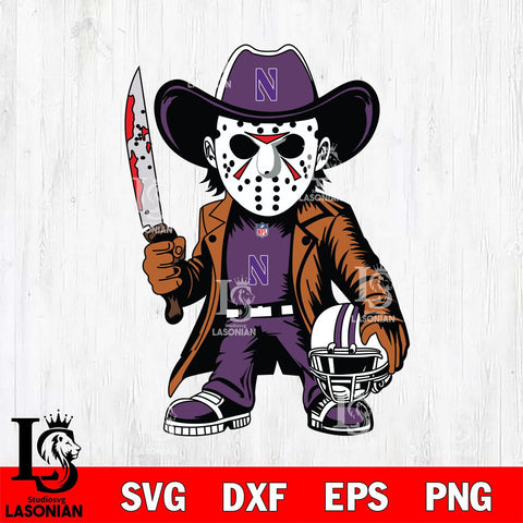 Northwestern Wildcats Jason Voorhees Horror Svg Eps Dxf Png File, NCAA svg, Digital Download, Instant Download
