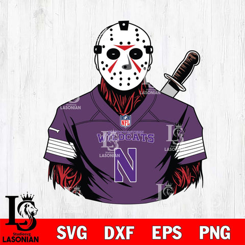 Northwestern Wildcats Jason Voorhees Horror 4 Svg Eps Dxf Png File, NCAA svg, Digital Download, Instant Download