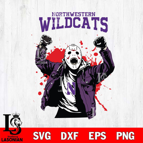 Northwestern Wildcats Jason Voorhees Horror Halloween 3 Svg Eps Dxf Png File, NCAA svg, Digital Download, Instant Download