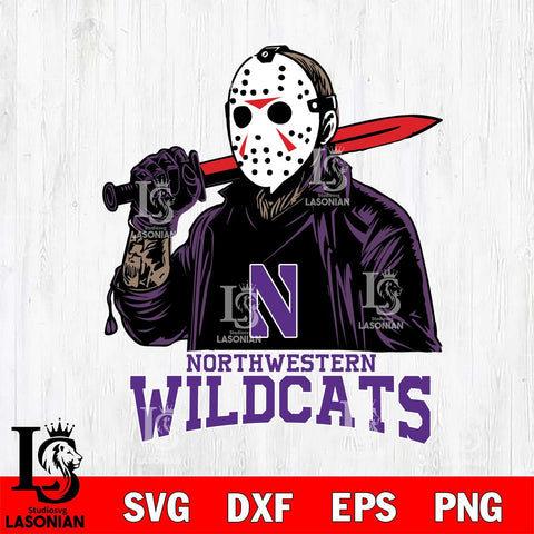 Northwestern Wildcats Jason Voorhees Horror Halloween Svg Eps Dxf Png File, NCAA svg, Digital Download, Instant Download