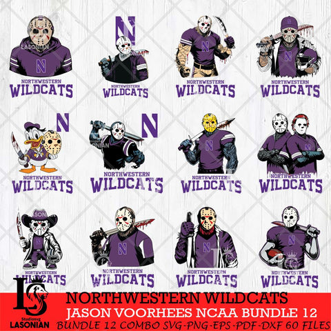 Northwestern Wildcats Jason Voorhees NCAA Bundle 12 SVG Svg Eps Dxf Png File, Digital Download