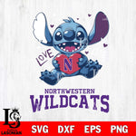 Northwestern Wildcats Love Stitch, Svg Eps Dxf Png File, Digital Download
