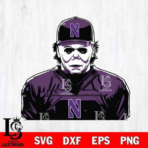 Northwestern Wildcats Michael Myers Horror Halloween Svg Eps Dxf Png File, NCAA svg, Digital Download, Instant Download