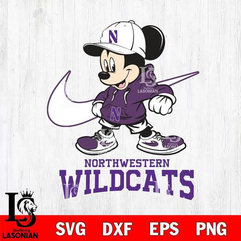Northwestern Wildcats Mickey Mouse NIKE, Svg Eps Dxf Png File, Digital Download