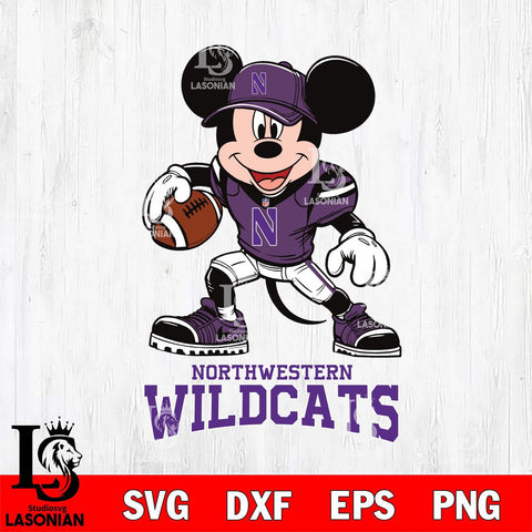 Northwestern Wildcats Mikey Mouse Disney, Svg Eps Dxf Png File, Digital Download