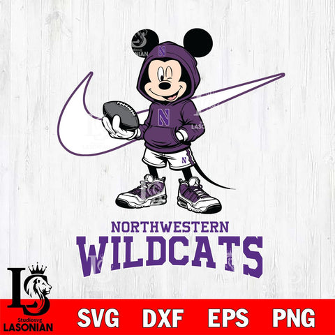 Northwestern Wildcats Mikey Mouse Disney NIKE, Svg Eps Dxf Png File, Digital Download