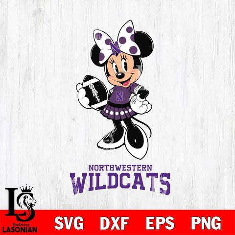 Northwestern Wildcats Minnie Mouse, Svg Eps Dxf Png File, Digital Download