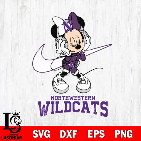 Northwestern Wildcats Minnie Mouse Dancing NIKE, Svg Eps Dxf Png File, Digital Download