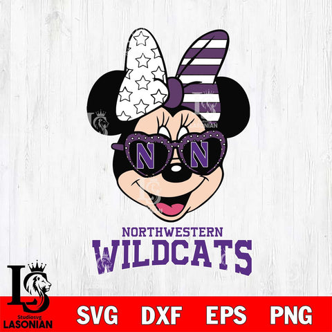 Northwestern Wildcats Minnie Mouse Love 2, Svg Eps Dxf Png File, Digital Download