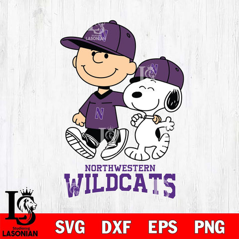 Northwestern Wildcats Peanuts Snoopy Friends SVG DXF EPS PNG FILE,Snoopy File Cut, NCAA Digital Download,Instant Download,Christmas Silhouette