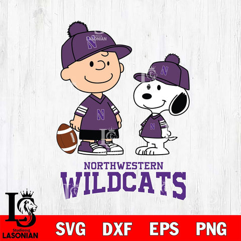 Northwestern Wildcats Peanuts Snoopy Friends Football SVG DXF EPS PNG FILE,Snoopy File Cut, NCAA Digital Download,Instant Download,Christmas Silhouette
