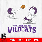 Northwestern Wildcats Peanuts play football SVG DXF EPS PNG FILE,Snoopy File Cut, NCAA Digital Download,Instant Download,Christmas Silhouette