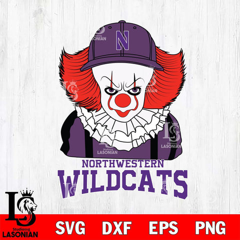 Northwestern Wildcats Pennywise Horror Sport 10 Svg Eps Dxf Png File, Digital Download