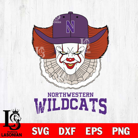 Northwestern Wildcats Pennywise Horror Sport 12 Svg Eps Dxf Png File, Digital Download