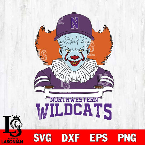 Northwestern Wildcats Pennywise Horror Sport 2 Svg Eps Dxf Png File, Digital Download